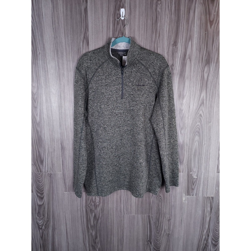 Eddie Bauer Mens Sweater Fleece 1/2 Zip Pullover Size XL Heather Peppered Grey